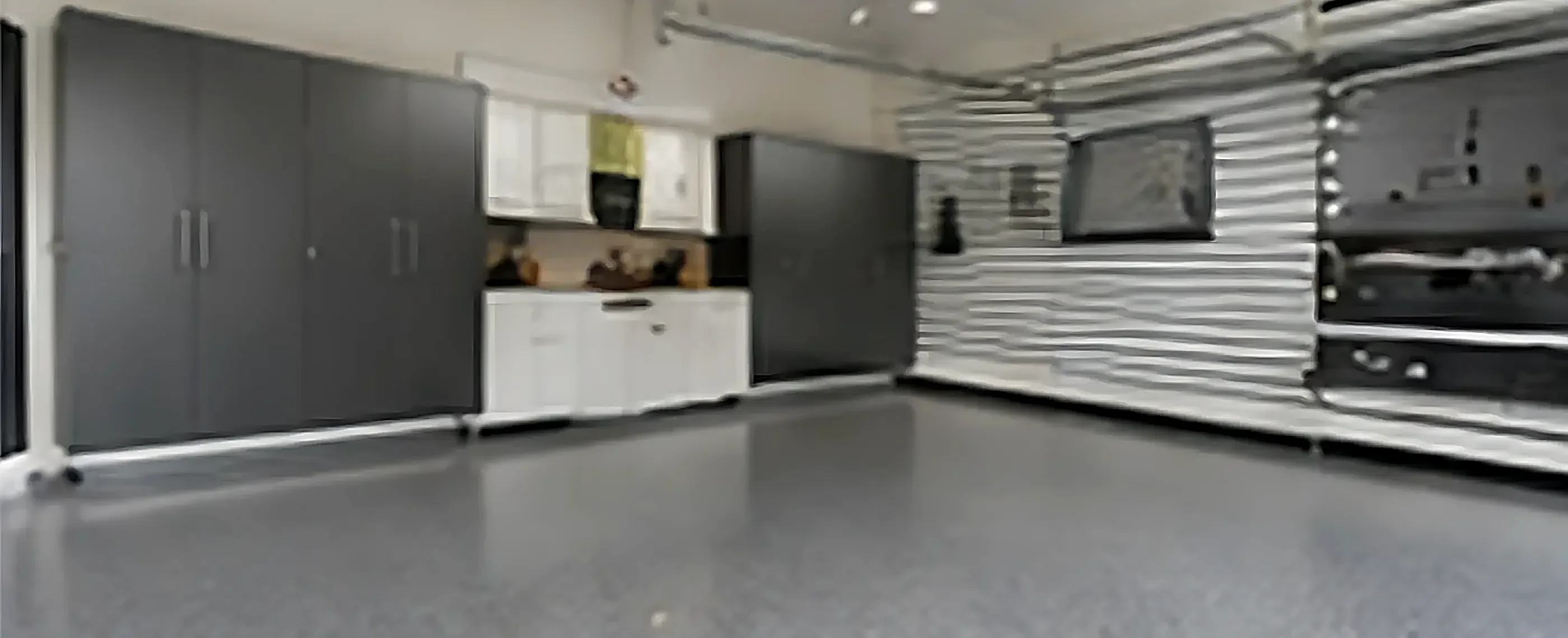 Garage floor coating inspiration: a finished flake floor